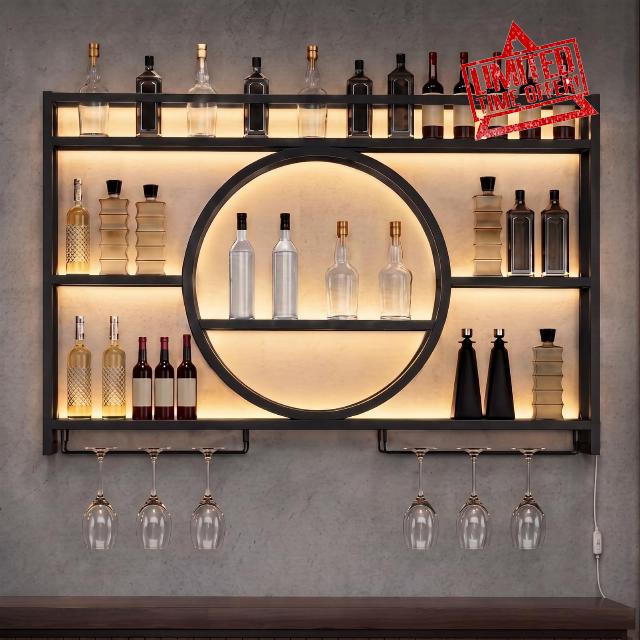Marsui 39.4" Wall Mounted Wine Rack with LED