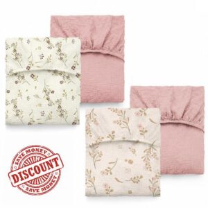 4-Pack Muslin Crib Sheets for Girls Boys