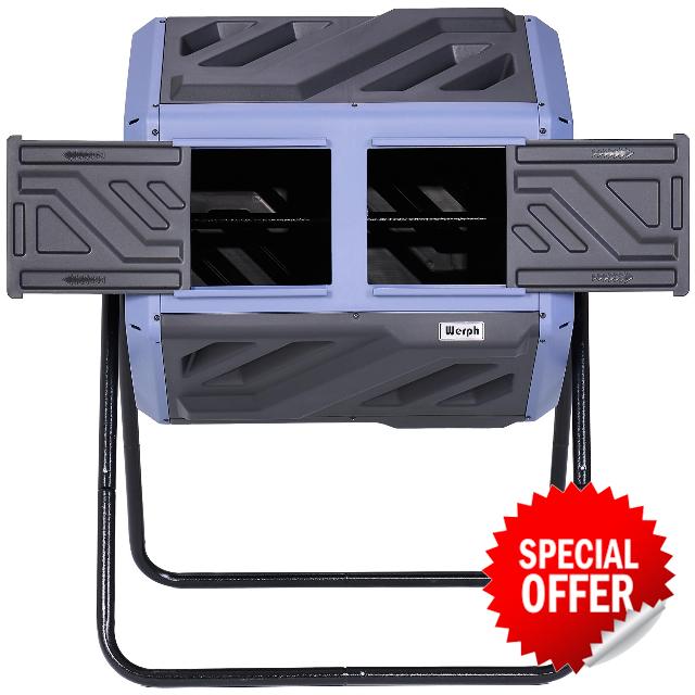 Werph 43 Gal Dual Chamber Compost Tumbler for Garden & Yard