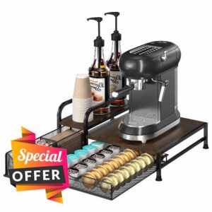 Coffee Bar Organizer with Pod Holder Drawer