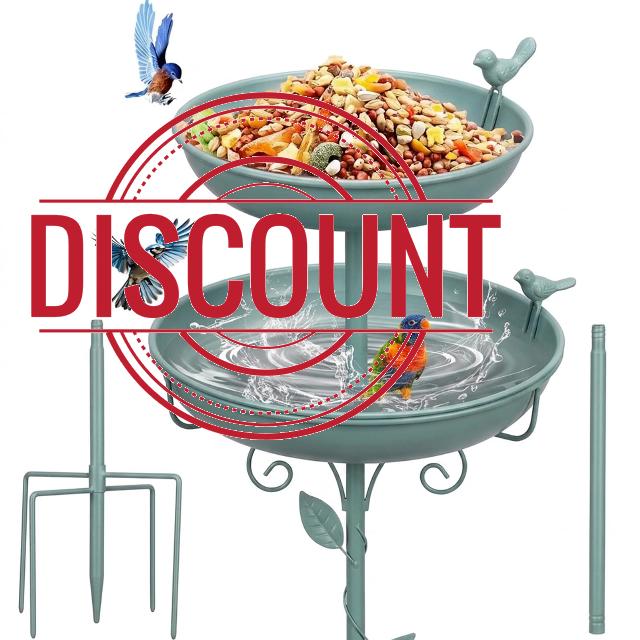 Metal Bird Bath Green 2-in-1 Freestanding Garden Birdbath                                                          Metal Bird Bath with Floral Scroll 5-Pronged Base Deep Large Bowl for Birds Drinking & Bathing Yard Patio Landscape Deco