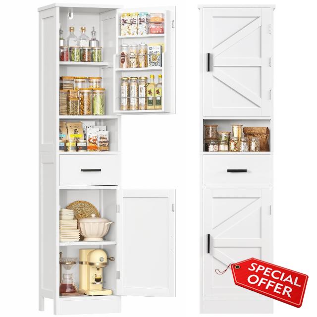 TEENFON 67" H Tall Storage Cabinet with 2 Doors