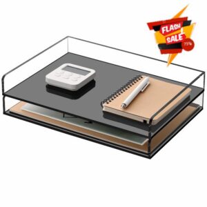 2 Pack Black Stackable Paper Letter Tray