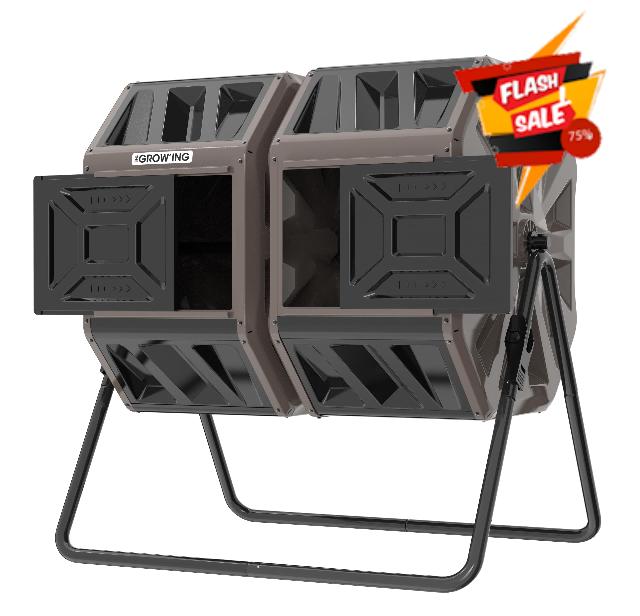 THE Growing 53 Gallon Large Outdoor Compost Bin Tumbler Barrel