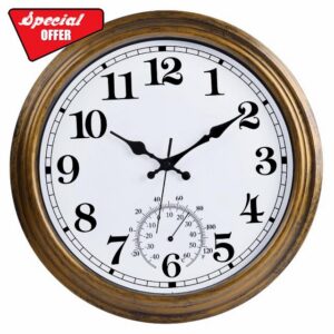 16 Inch Large Outdoor Clock Retro Waterproof Clock Non-Ticking