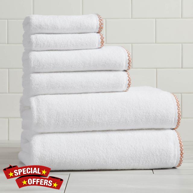 Great Bay Home Clay/White Bath Towel Set - Ultra-Soft Cotton