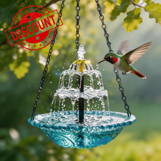 2026 New Solar Cascade Hanging Bird Bath Fountain – Outdoor Bowl Bird Bath with Solar Pump