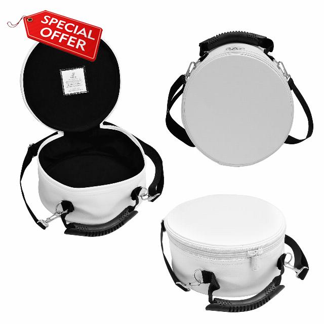 Masonic Crown Cap Case White - Imitation Leather Foldable Round Storage Bag with Shoulder Strap - Only For Crown Cap - Secure Protection for Masonic Accessories
