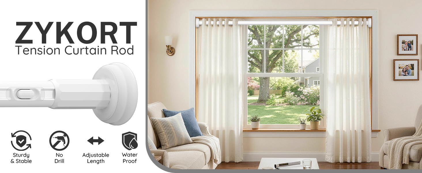 ZYKORT Tension Curtain Rod