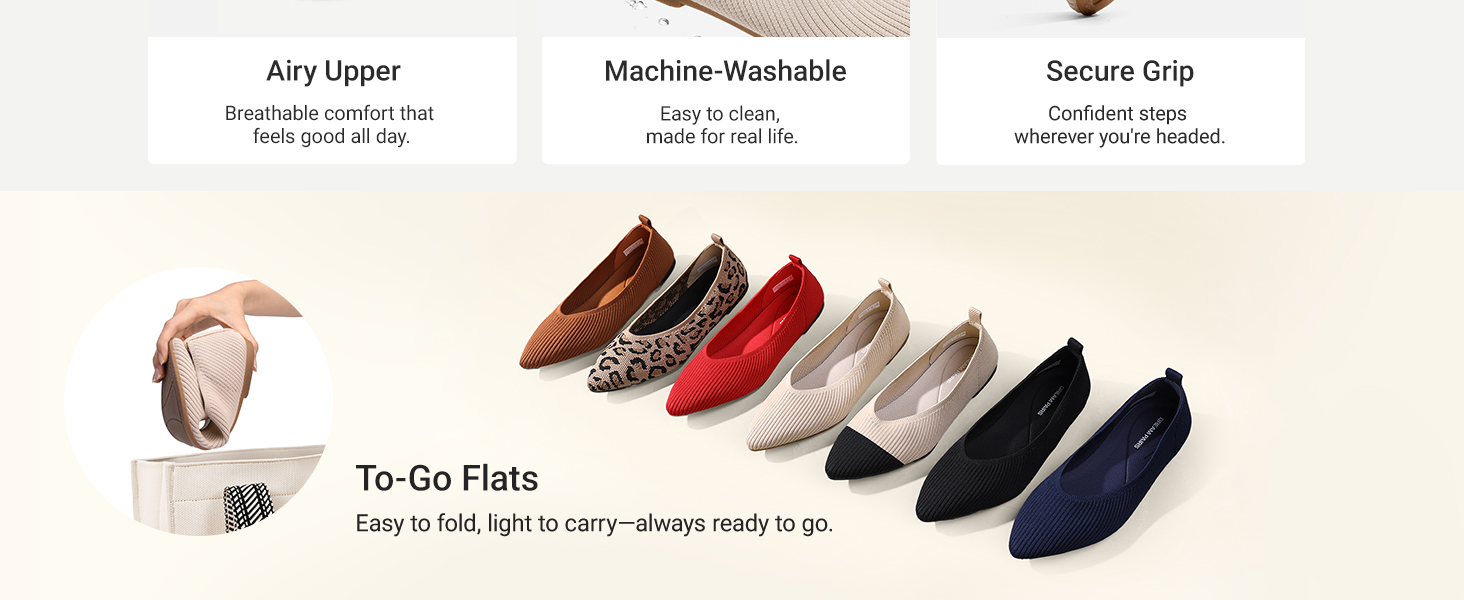 womens casual knit pointed toe flats
