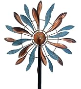 XLSWAIN Wind Spinners Outdoor Metal, 360° Kinetic Wind Spinner with Stake, Metal Garden Yard Pati...
