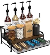 PONEYA Coffee Pod Holder Drawer, 40 Pods Capacity for Nespresso, with 9 Mug Hooks & Extra Storage...