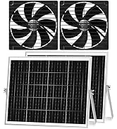 pqins 35W Solar Fan 3 Kit, Solar Powered Exhaust or Intake Fan for Greenhouse Air Circulation and...