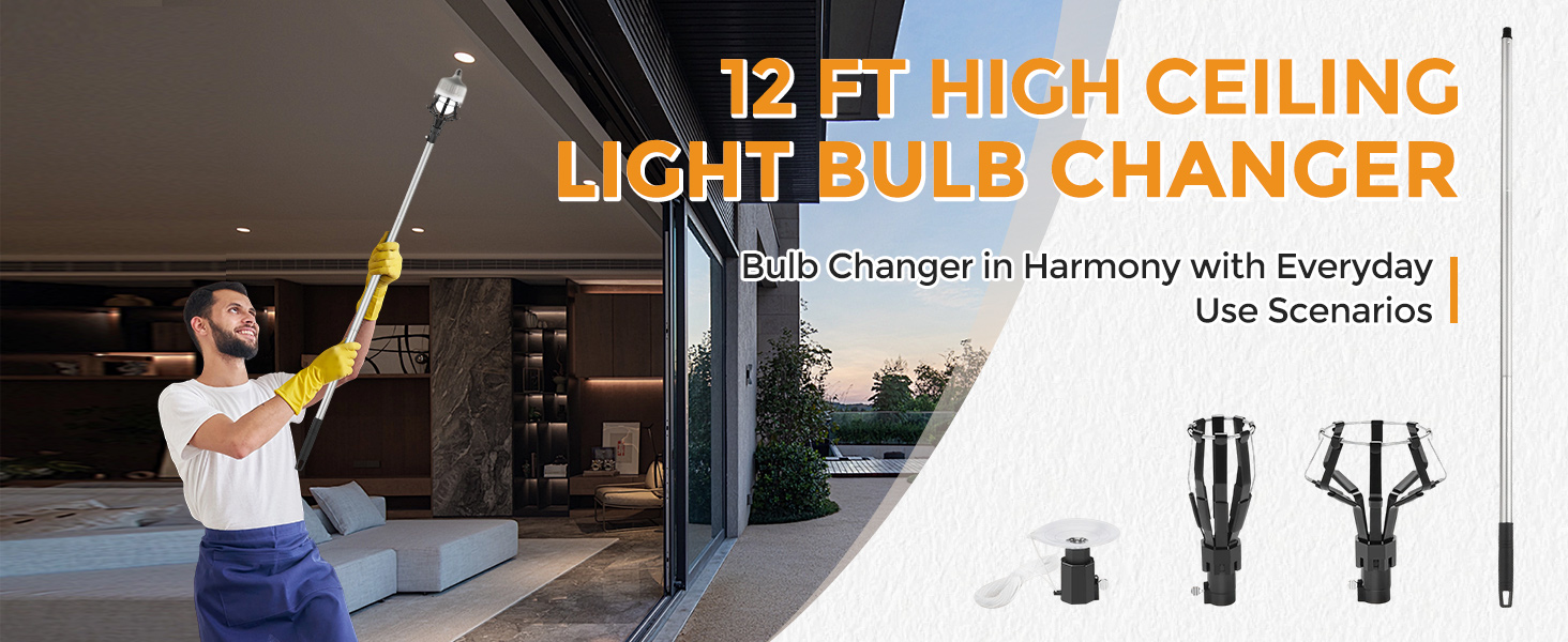 Allyplay Upgraded 12FT Light Bulb Changer for High Ceilings