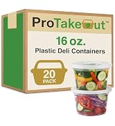 ProTakeOut, 42 oz, 20 Sets, Black Microwaveable Noodle Bowls with Lids Durable