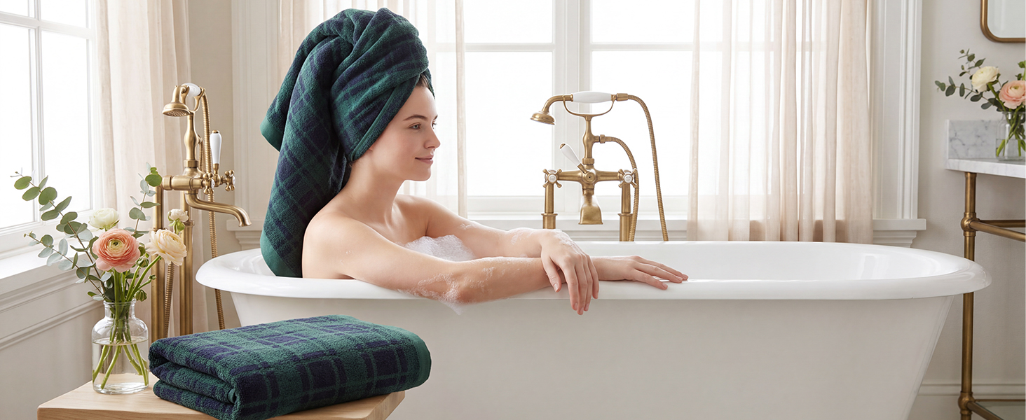 green bath towel for bathroom