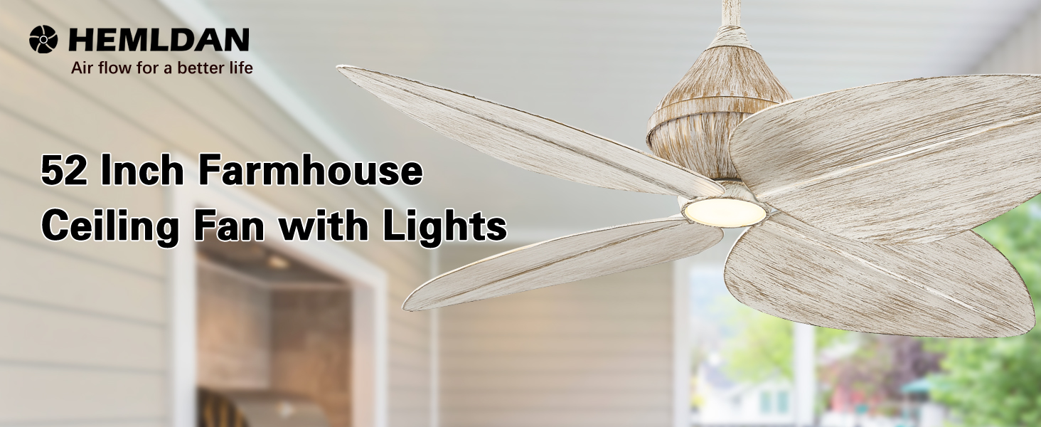 52 inch farmhouse ceiling fan with lights