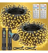 Soiarllt 246FT 600 LED Christmas Lights Outdoor Waterproof 8 Modes String Lights for Outside Warm...