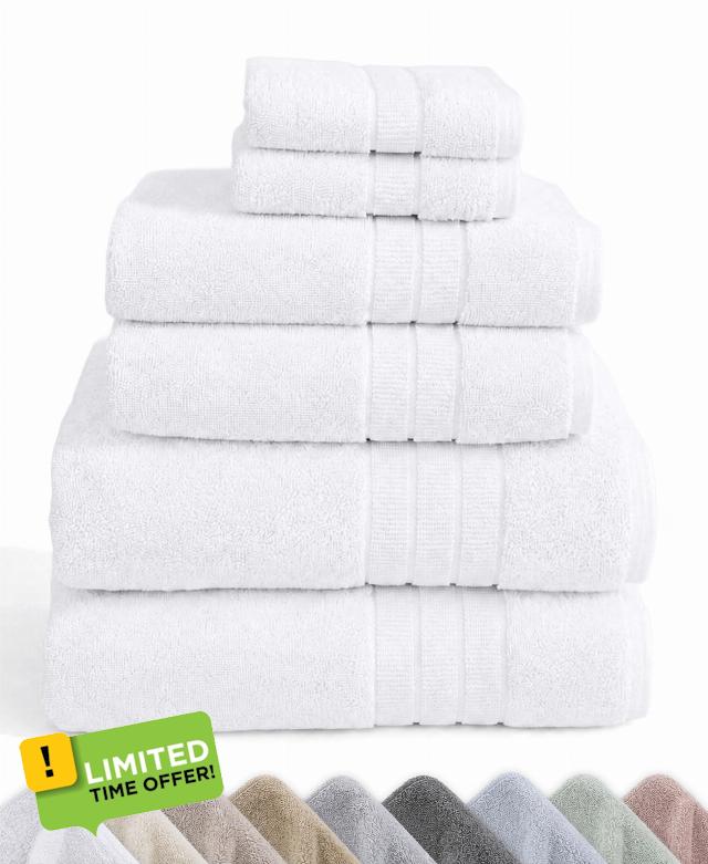 California Design Den 100% Organic Cotton 6 Pc Bath Towel Set