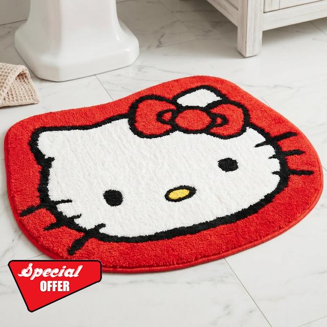 Hello Kitty Non Slip Poly Knit Plush Bathroom Rug
