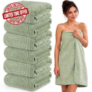 6 Pack Large Sage Green Bath Towels