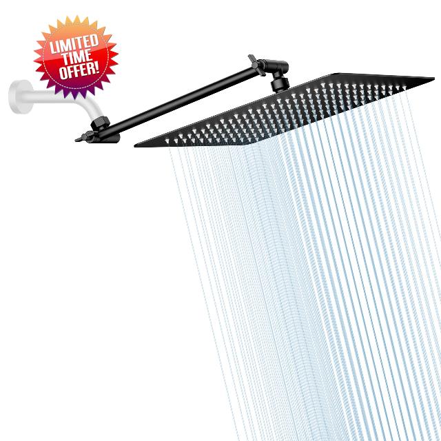 12 Inch Rain Shower Head with 11 Inch Adjustable Extension Arm