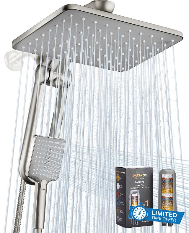 Dual Filtered Rainfall Handheld Showerhead Spray Combo with 7 Modes                                                          2026 Upgraded Shower Head Combo