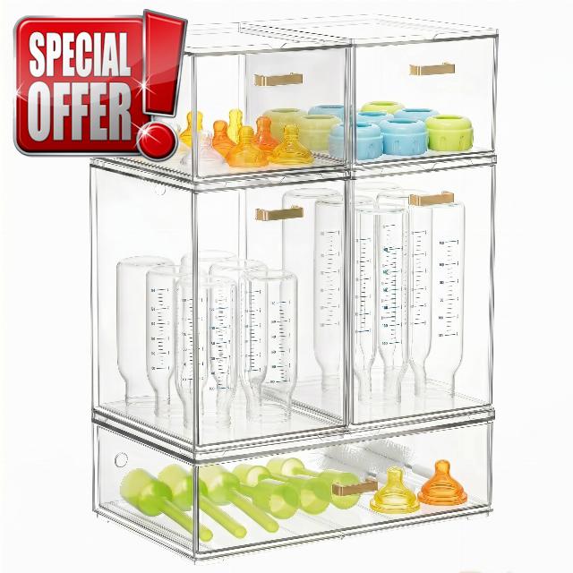 LALOBLUE Stackable Clear Acrylic Drawer Baby Bottle Makeup Organizer | LALOBLUE Stackable Clear Acrylic Drawer Baby Bottle Makeup Organize