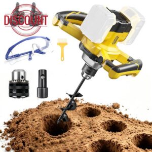 40V Cordless Auger Post Hole Digger for DeWalt 2x20V Max Battery - Brushless Motor Electric Auger Drill with 3/8" Chuck & 3/4" Adapter
