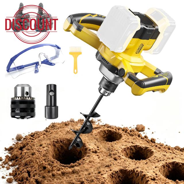 40V Cordless Auger Post Hole Digger for DeWalt 2x20V Max Battery - Brushless Motor Electric Auger Drill with 3/8" Chuck & 3/4" Adapter