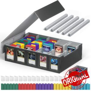 Foluck Trading Card Storage Box with Commander Display Holds 4200+ Cards | Dual-Function Magnetic Lid