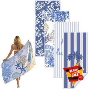 Frienda 4 Pack Microfiber Oversized Lightweight Beach Towel 71x32 in for Women Men Microfiber Quick Dry Sand Free Ocean Coastal Towels for Beach Pool Travel(Coral)