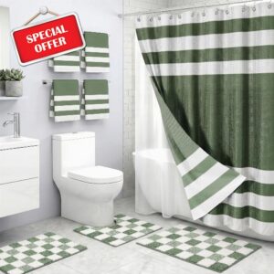 Britimes Bathroom Sets with Shower Curtain and Rugs 8 Pcs