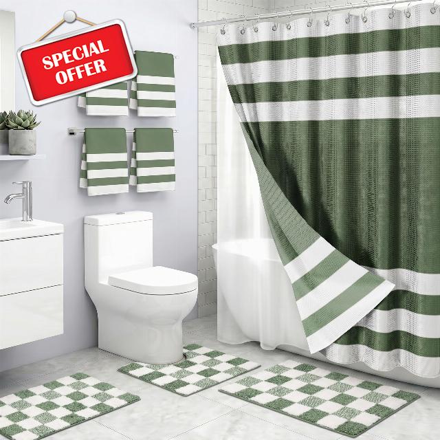 Britimes Bathroom Sets with Shower Curtain and Rugs 8 Pcs
