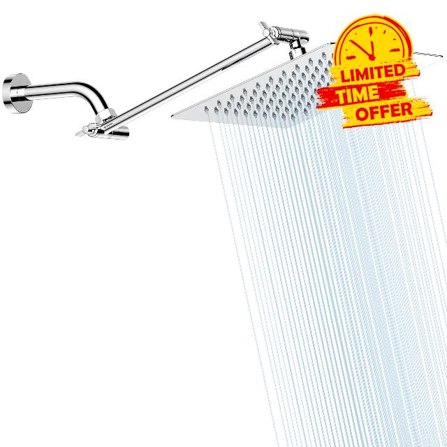 10 Inch Rain Shower Head with 11 Inch Adjustable Extension Arm