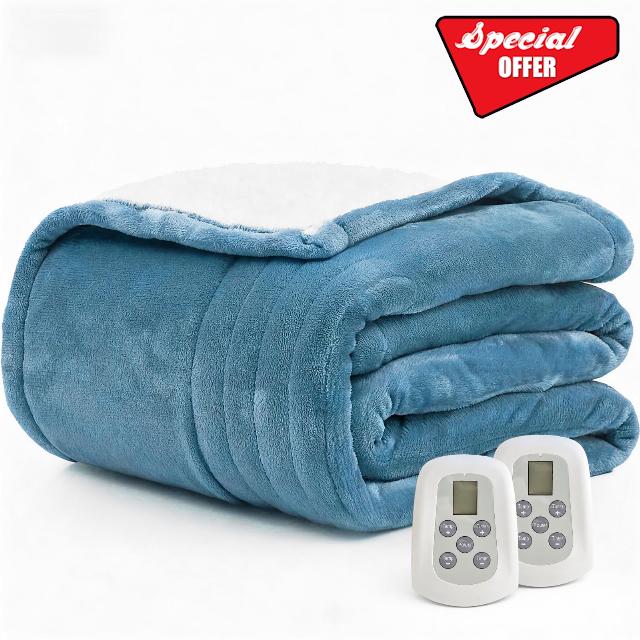 Heated Blanket Electric Blanket Queen Size 84"x90" Fast Heating Electric Blanket with Dual Control 10 Heat Levels & 10 Hours Auto-Off Overheat Protection Cozy Soft Flannel Heated Throw Blanke