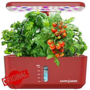 Ahopegarden Hydroponics Growing System: 10 Pods Indoor Herb Garden with LED                                                          Plant Germination Kit with Growth Lamp