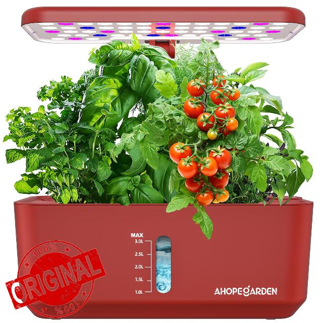 Ahopegarden Hydroponics Growing System: 10 Pods Indoor Herb Garden with LED                                                          Plant Germination Kit with Growth Lamp