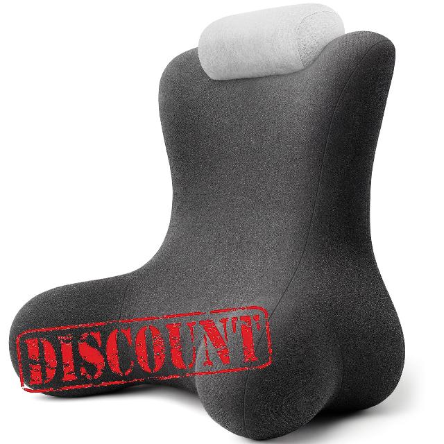 Reading Pillow for Floor & Bed Use - 22" Ergonomic Backrest with Built-in Neck Support and Contoured Arms