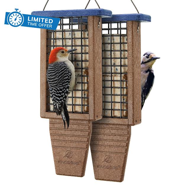 Kingsyard 2 Pack Double Tail-Prop Suet Bird Feeder                                                          Recycled Poly Lumber Suet feeder