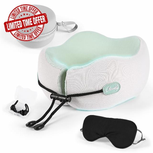 Memory Foam Travel Neck Pillow for Airplane Travel