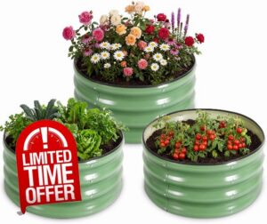 3 PCS Round Raised Garden Bed 2x2x1 ft