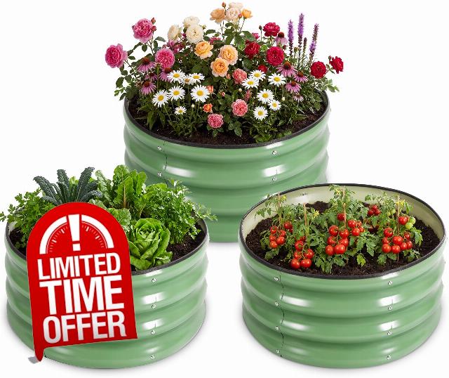 3 PCS Round Raised Garden Bed 2x2x1 ft