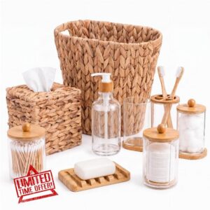 10Pcs Wicker Bathroom Accessories Set