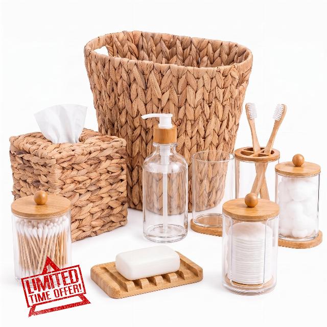 10Pcs Wicker Bathroom Accessories Set