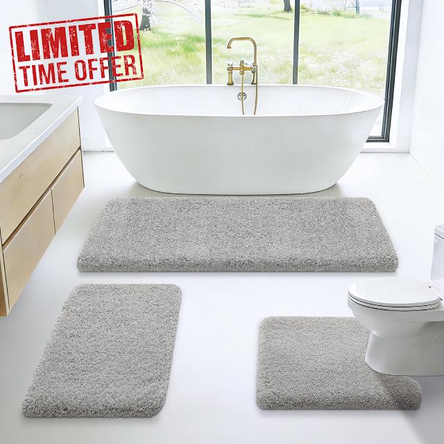 Microfiber Thick Bathroom Rugs Sets 3 Piece