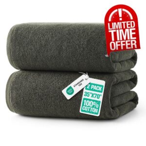 REDKISS 2 Pack 100% Cotton Large Bath Towels 35 x 70 Inches