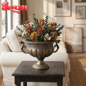 Vintage Urn Planter with Embossed Pattern
