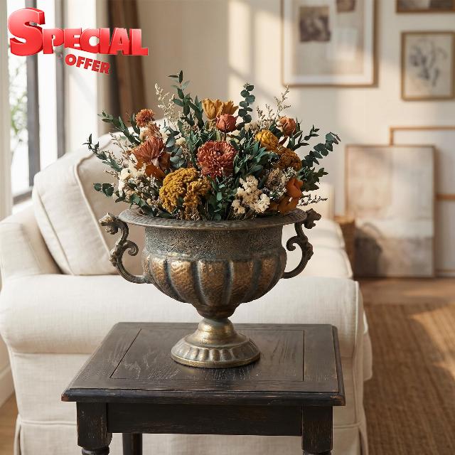 Vintage Urn Planter with Embossed Pattern