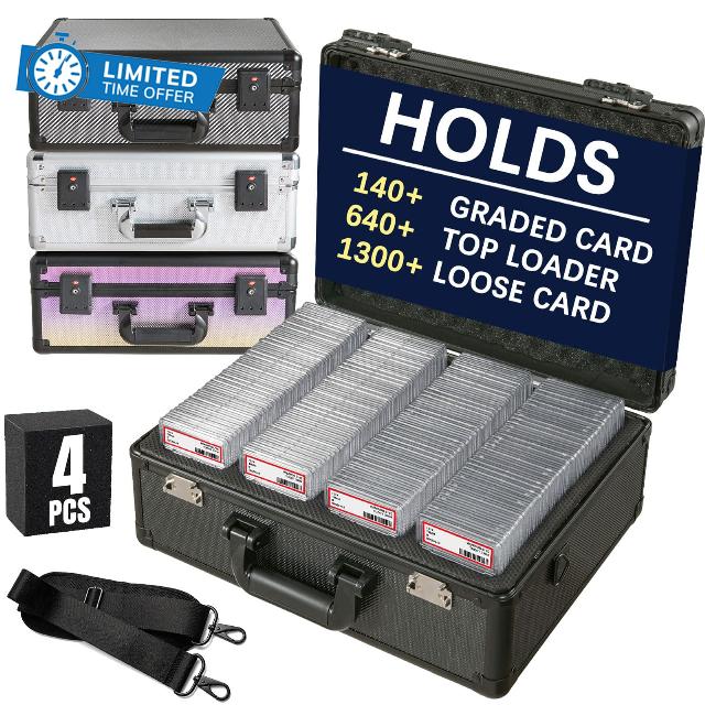 Graded Card Storage Box – Aluminum Alloy Trading Cards Storage Box with Combination Lock - Holds 140+ Graded Cards